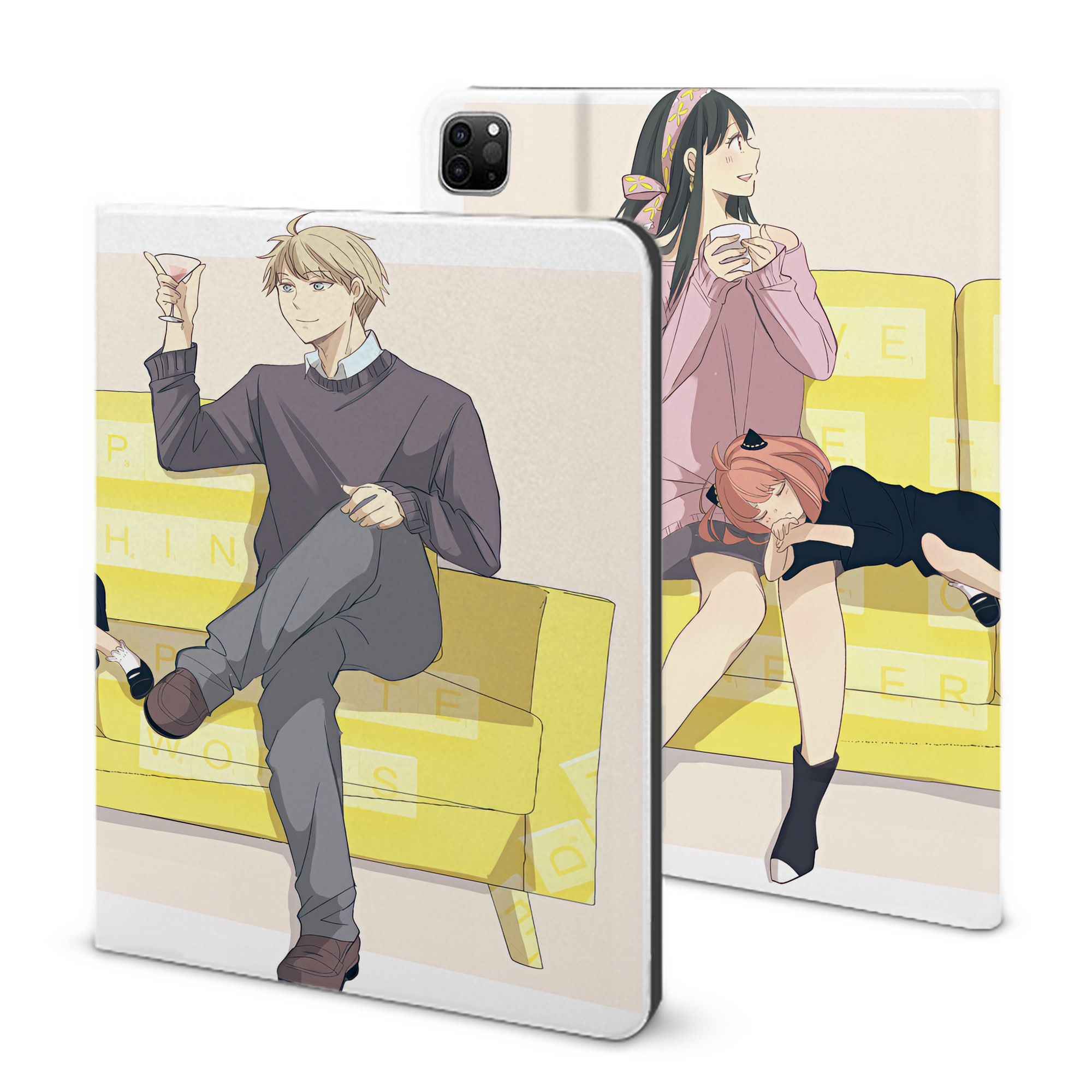 （画像用） SPY×FAMILY间谍家家酒 IPad ケース ブック型 PUレザー TPU 耐衝撃 軽量 薄型 ペン収納なし 全面保護 IPad 各モデル対応